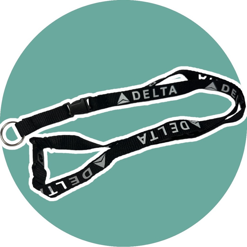 Delta Air Lines Official Black Lanyard Strap For ID & Keys New